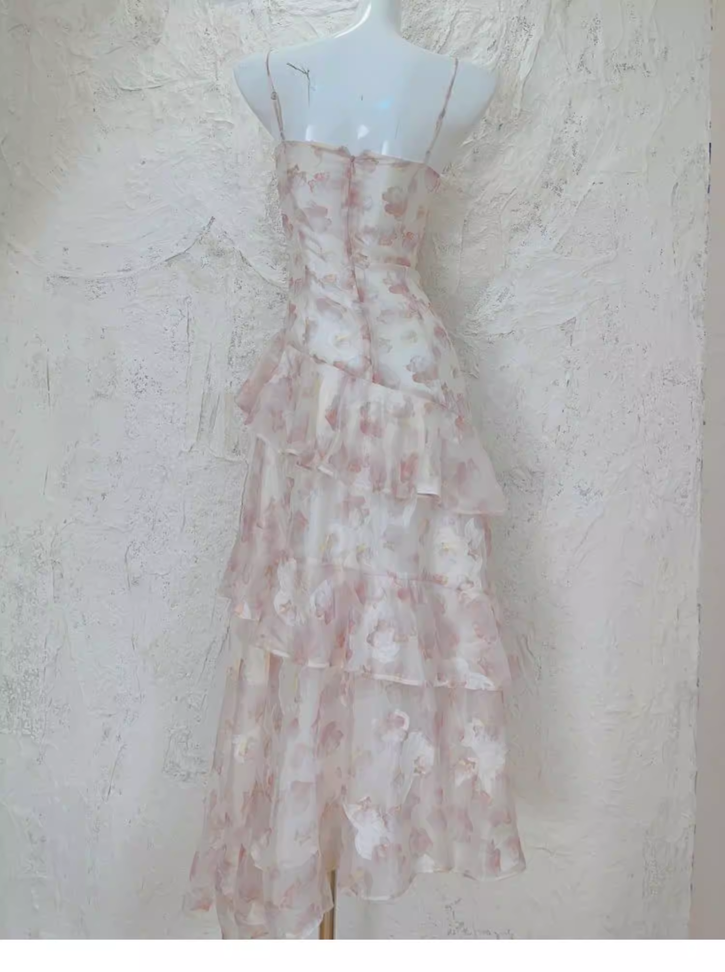 Charming Pink Chiffon Print Floral layered Ruffles Mermaid Party Dress Formal Birthday Prom Dresses SP2000