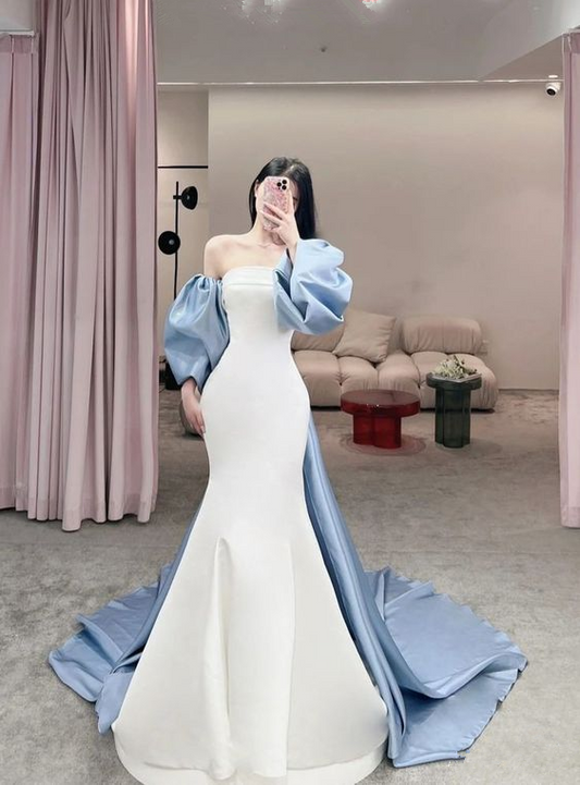 Classy White Mermaid Prom Dress,Pageant Dress Y7150