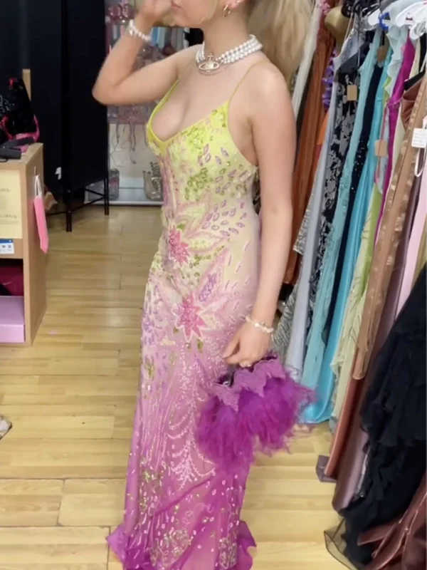 Gorgeous Chiffon Sequin Beaded Evening Dress Long Prom Dress Y8295