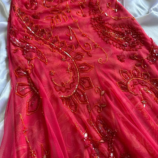 Pretty Red Chiffon Beaded Mermaid Evening Dress Long Prom Dress Y9727