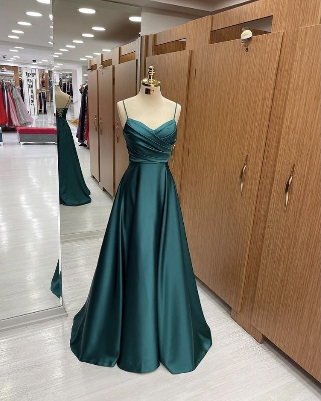 Women Satin Cheap Prom Dresses A Line Spaghetti Straps Long Girls Formal Evening Party Gowns Christmas Wears Y4578