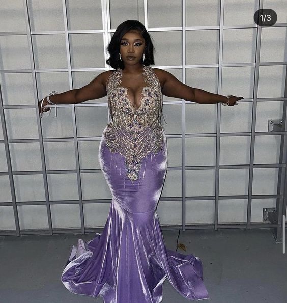 Sexy Purple Mermaid Long Prom Dresses Long Evening Dress Y1837