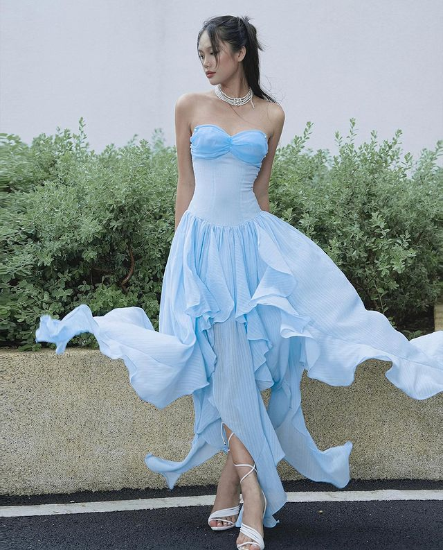 Elegant Blue Strapless Irregular Chiffon Party Prom Dress,Sweetheart Evening Gown Y8223