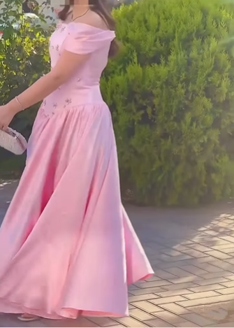 Elegant Pink SAtin Beaded A Line Long Party Dress Formal Bridesmaid Dress Y9661