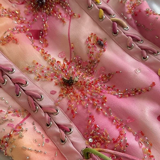 Classy Pink Chiffon Beaded Long Prom Gown Formal Evening Dress Y9742