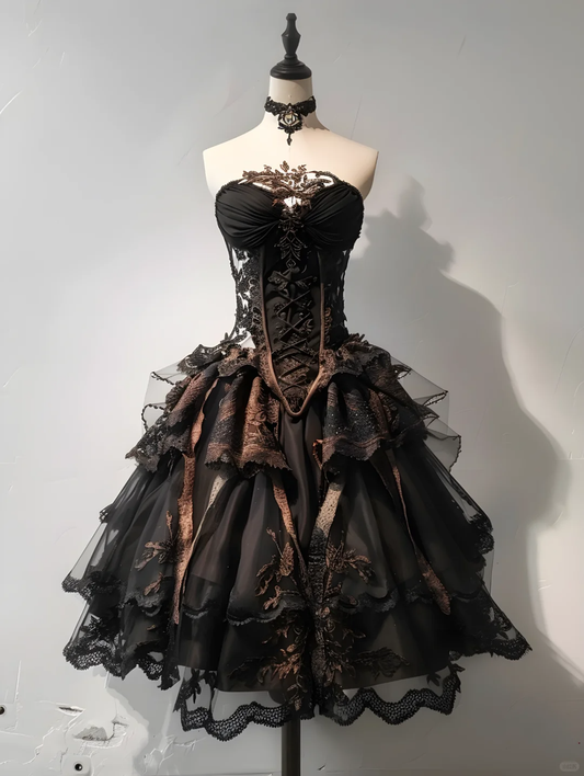 Sexy Sweetheart Neck Brown Tulle Lace Formal Short 8th Grade Homecoming Dress Cocktail Dress Y9246