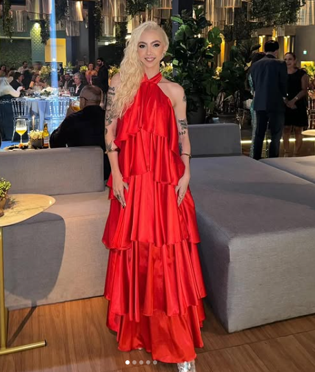 Sexy Halter Red Satin Tiered Prom Dress,Formal Long Evening Dress Y8268