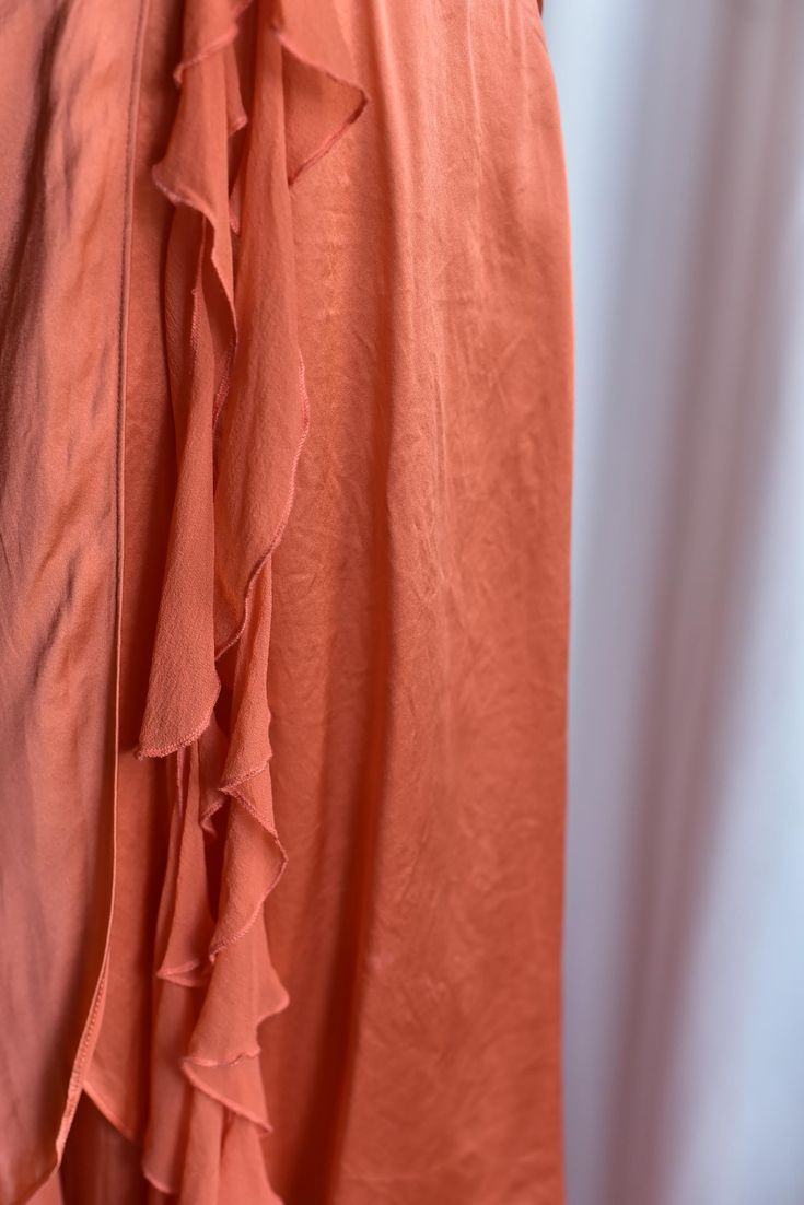 Vintage Orange V Neck Satin Chiffon Beaded Layered Mermaid Party Dress Formal Birthday Prom Gown SP684