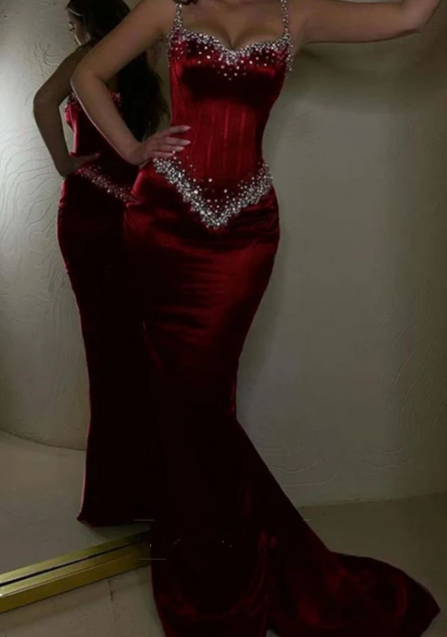 Elegant Black Beading Mermaid Prom Dress Eveing Dress Y7673