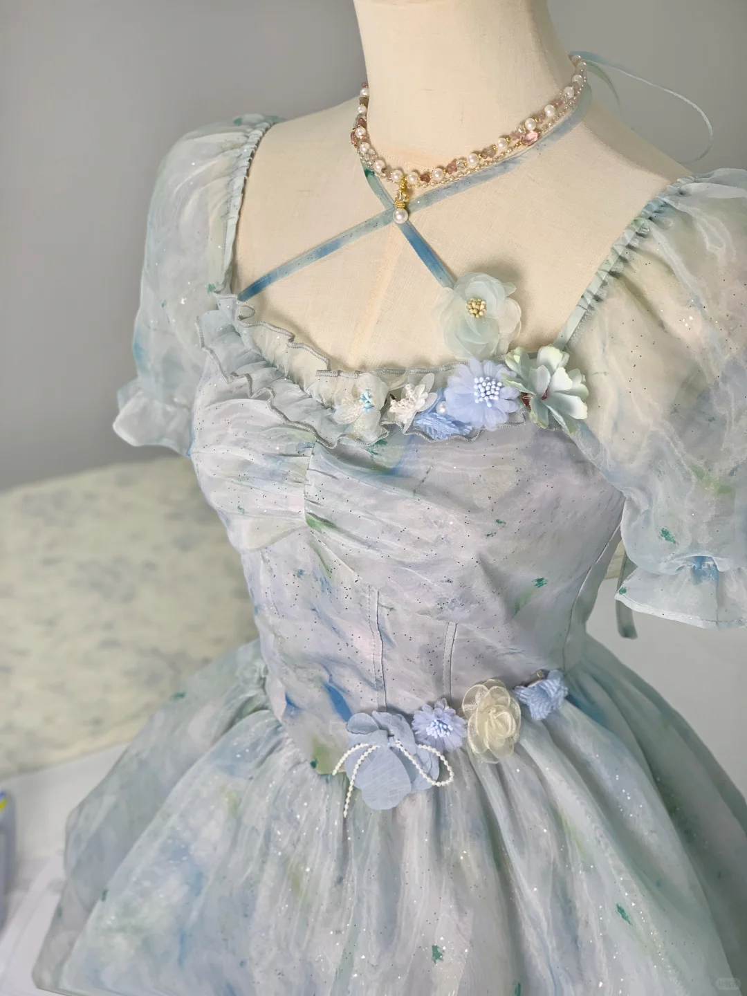 Sweet Sky Blue Organza Layered Short 15th Birthday Outfits Formal Graduation Homecoming Dress Y9404