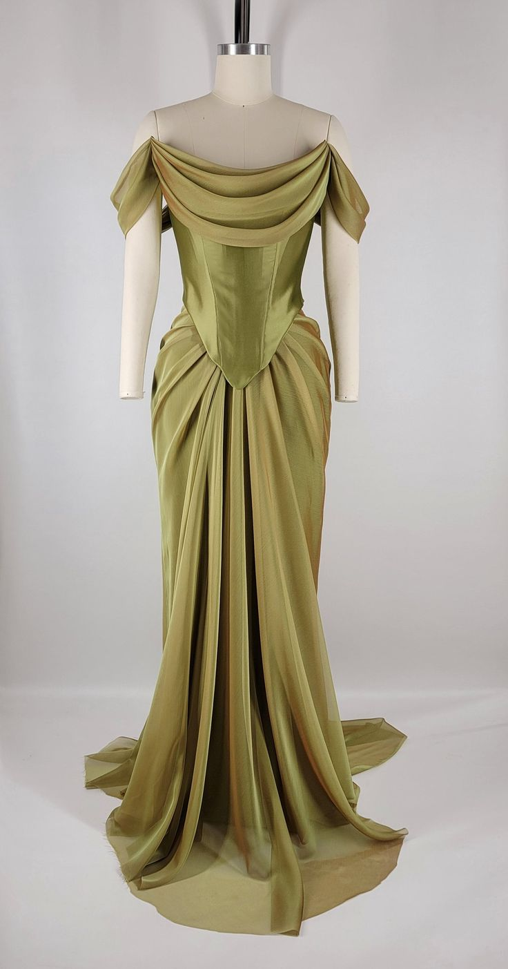 Elegant Green Satin Pleated Party Dress,Off The Shoulder Mermaid Evening Dress Bridesmaid Dress Y8737