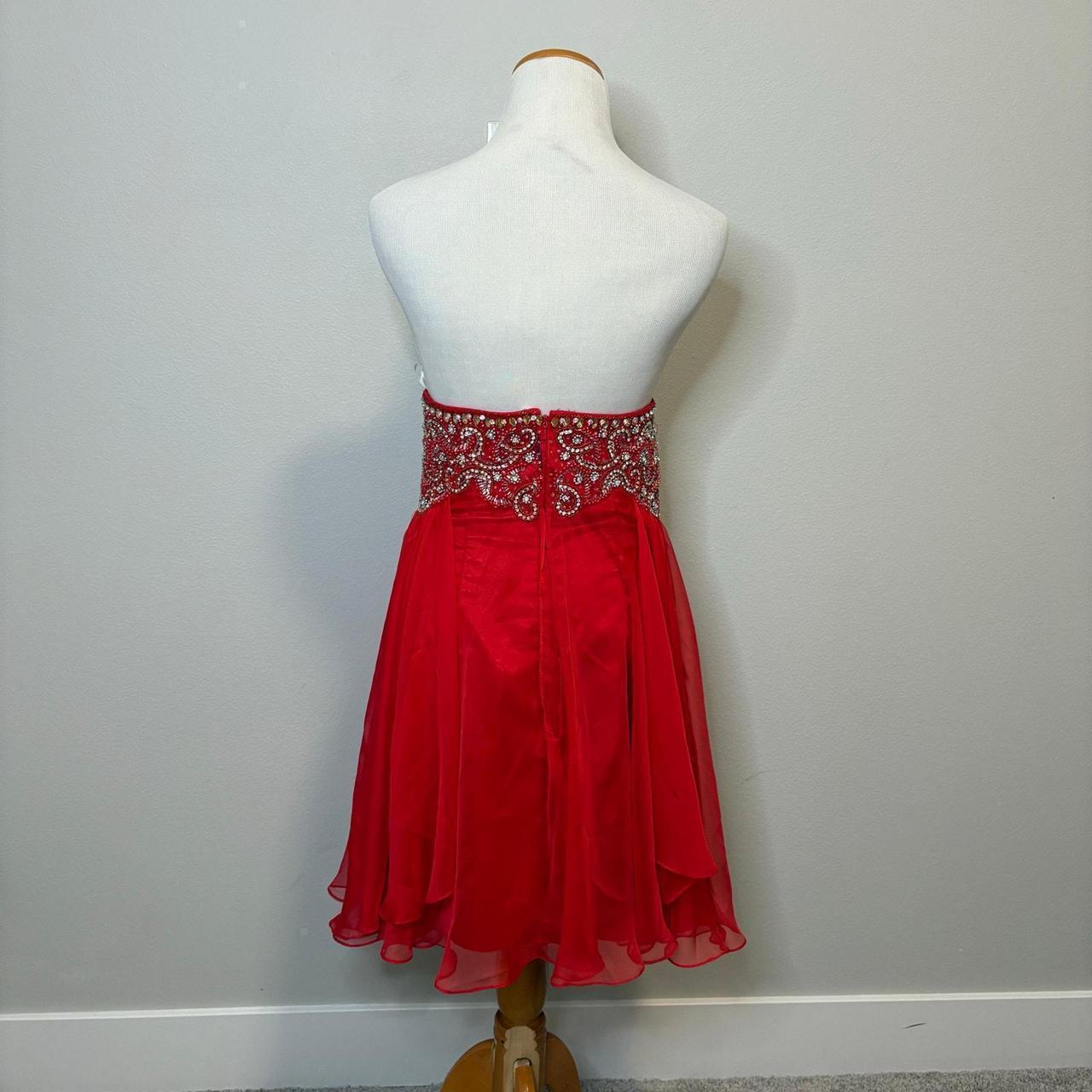 Vintage Red Strapless Chiffon Beaded Short Cocktail Dress Homecoming Dress Y9236