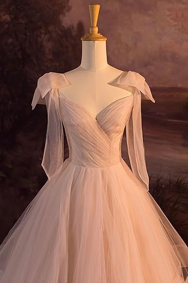 Light Pink Tulle Sequins tiered Prom Dress Evening Dress Y8389