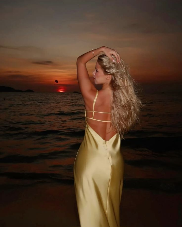 Sexy Spaghetti Straps V Neck Yellow Backless Long Evening Gown Guest Dress SP257
