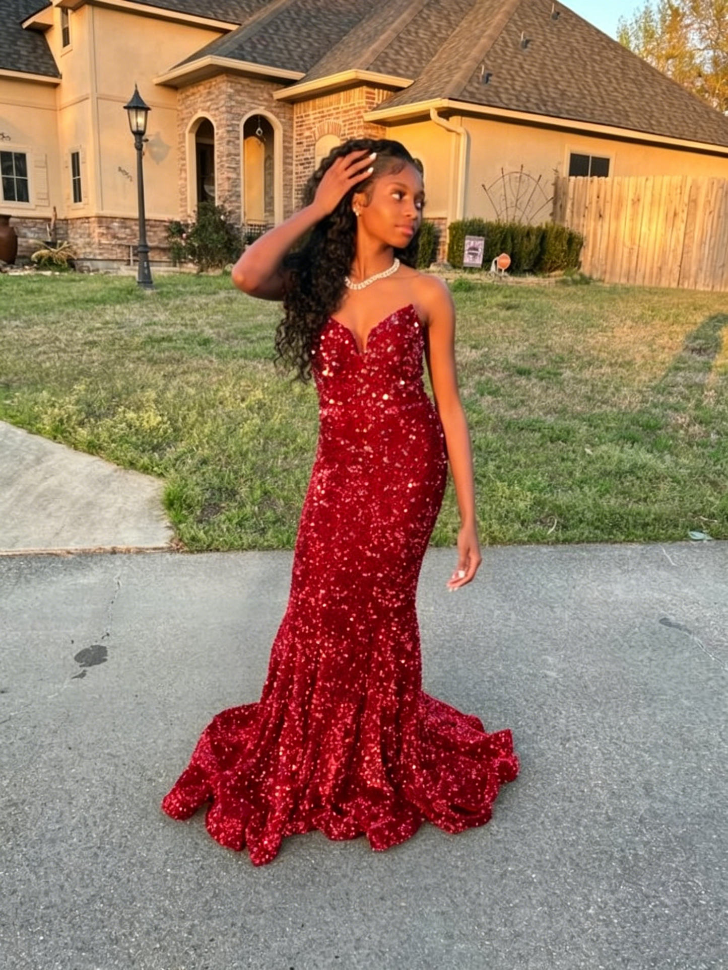 Royal Blue Mermaid Sequins Prom Dress Graduation Dress Black Girls Prom 8th Grade Prom Y495