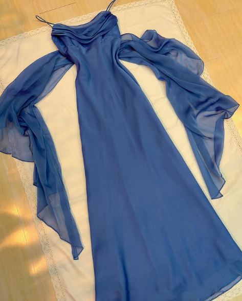 Elegant Blue Chiffon A Line Party Prom Dress Y8144