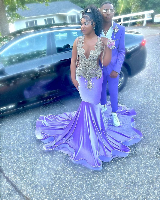 Purple Mermaid Long Prom Dress,Charming Purple Formal Gown Y2314