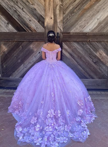 Luxurious Lavender Off The Shoulder Ball Gown,Sweet 16 Dress,Princess Dress Y7182