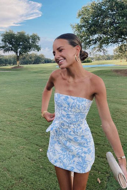 Blue Strapless Short Homecoming Dress,Summer Outfit Dress Y1517