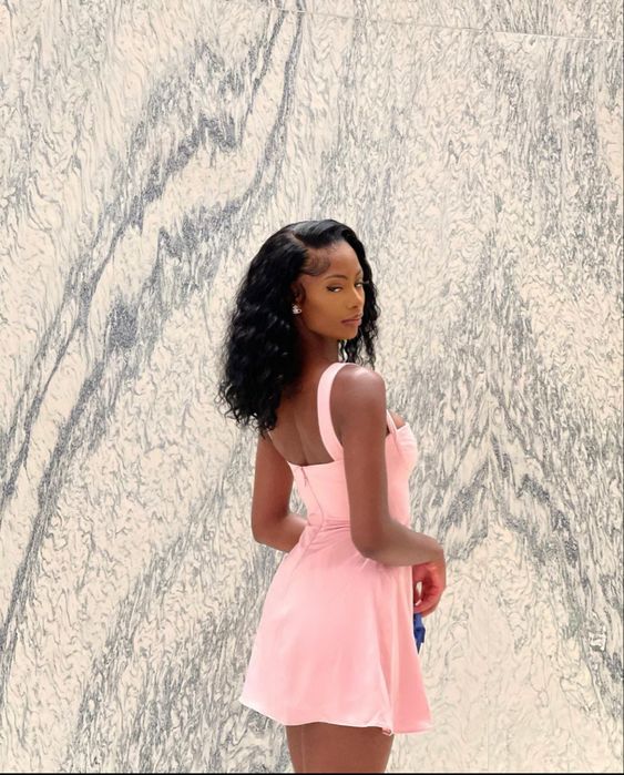 A-line Pink Short Homecoming Dress,Pink Graduation Dress Y1944