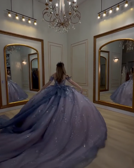 Gorgeous Off The Shoulder Purple Tulle Sequin Appliques Beaded Princess Quinceanera Dress Sweet 16 Dress SP1031