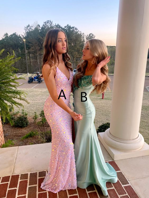 Glamorous Pink Sequins Mermaid Prom Dress,Formal Gown Y7418