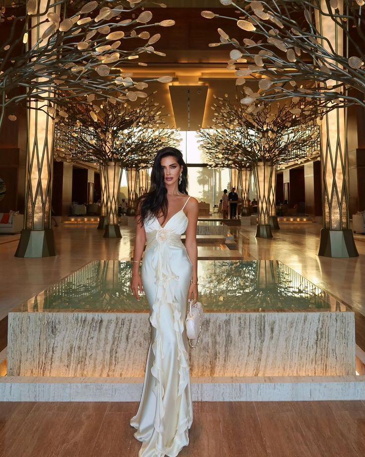 Elegant Spaghetti Straps V Neck Party Dress,Mermaid Ruffle Prom Evening Dress Y8172