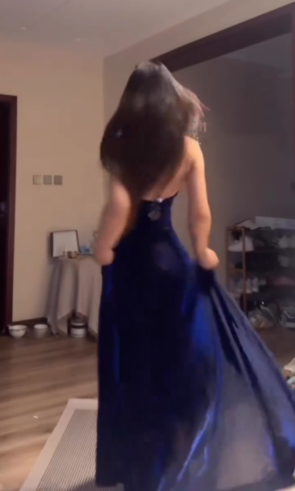 Charming Spaghetti Straps Royal Blue A Line Slit Evening Dress Long Prom Gown SP236