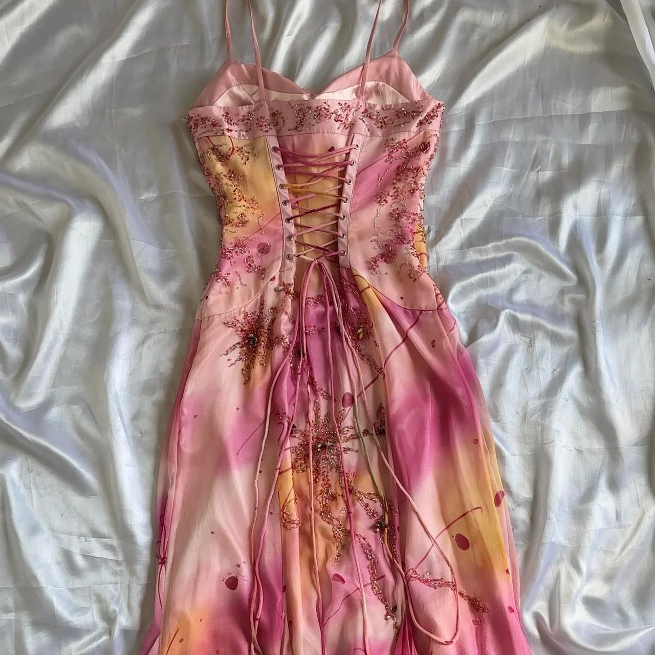 Classy Pink Chiffon Beaded Long Prom Gown Formal Evening Dress Y9742