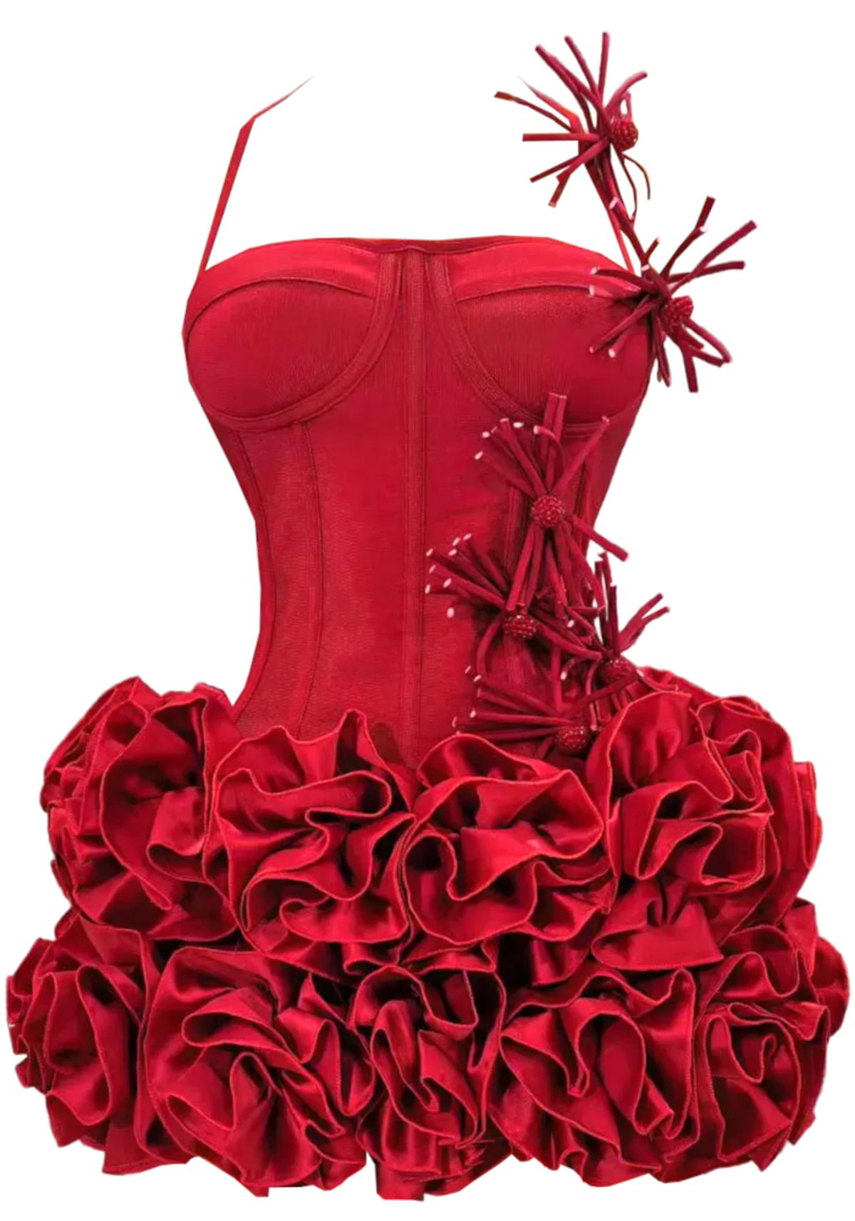 Trendy Red Halter Satin Pleated Sheath Short Graduation Homecoming Dress Cocktail Dress Y9337