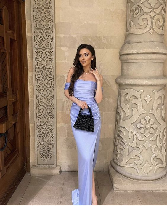 Charming Lilac Sheath Prom Dress With Split,Fashion Party Gown Y6705