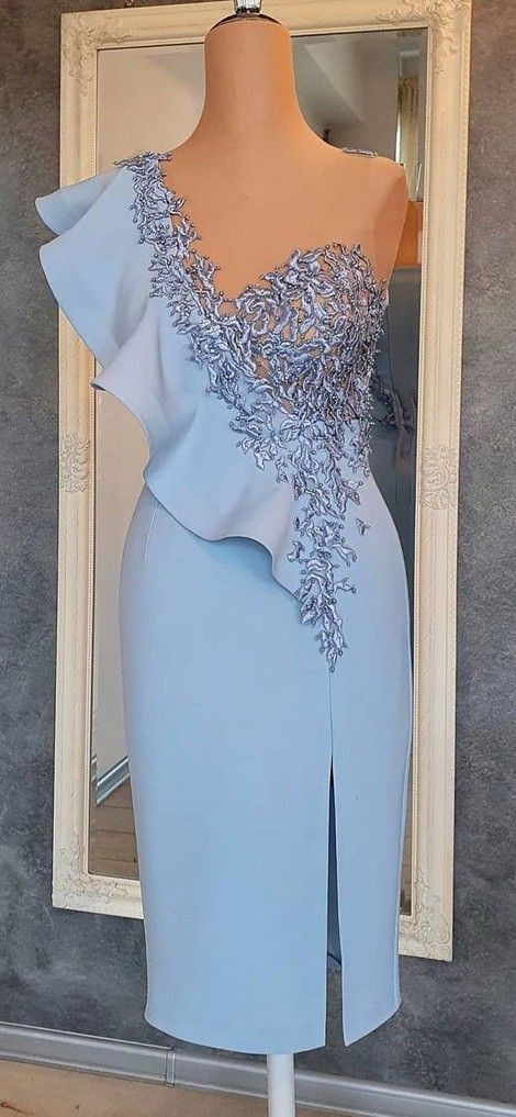 Chic Blue Sheath Short Party Dress,Blue Homecoming Dress Y6427