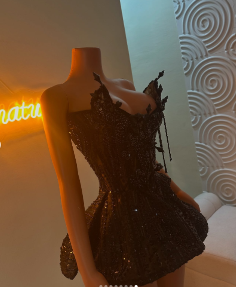 Gorgeous Black Tulle Sequin A Line Short Prom Dress Formal Homecoming Dress Birthday Outfits Y9647