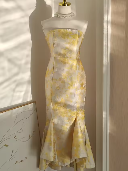 Different Style Prom Dress,Pink Sheath/Column Graduation Dress with Pleated,Pink Print Floral Formal Dress Y4361