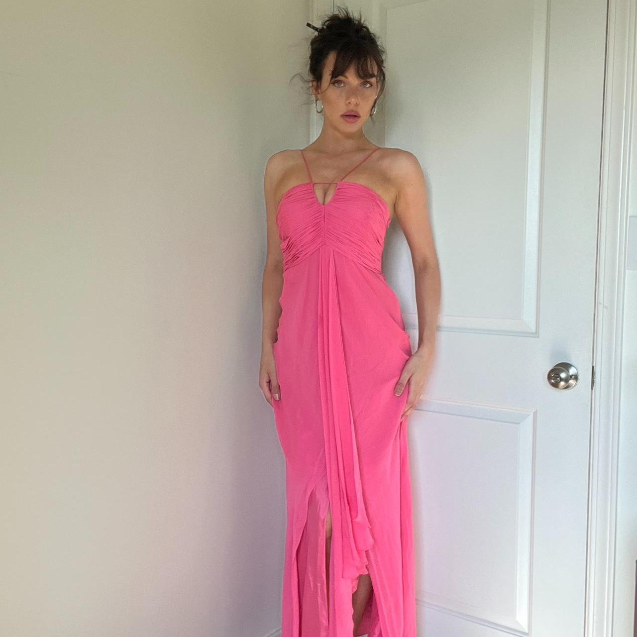 Charming Pink Halter Chiffon Slit Long Prom Dress Formal Party Gown SP302