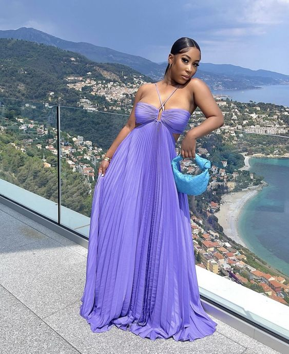 Gorgeous Purple A-line Pleated Prom Dress,Purple Evening Dress Y7419
