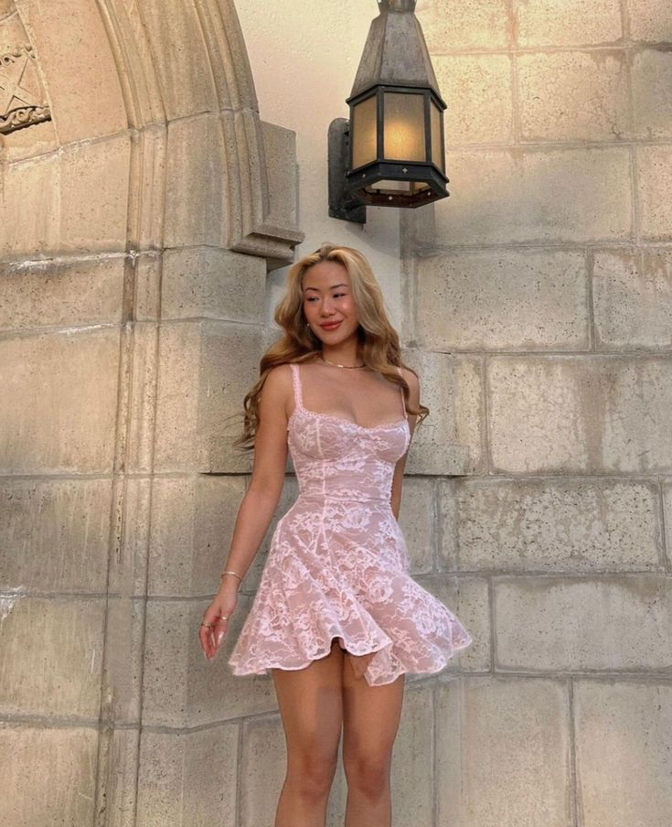 Pretty Pink Lace A Line Short Cocktail Dress Formal Birthday Outfits Homecoming Dress Y9565