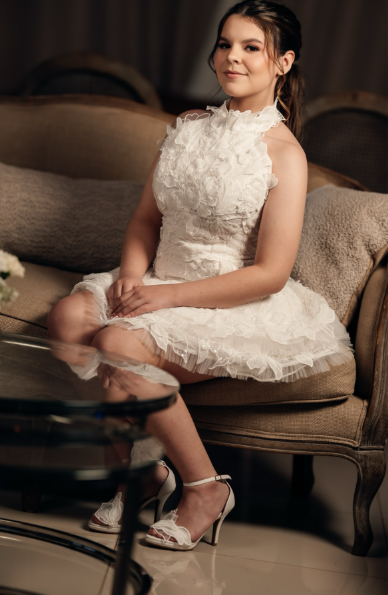 Elegant White Halter Tulle Lace A Line Short Birthday Dress,Formal Homecoming Dress SP2850