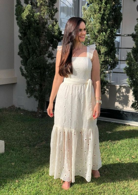 Charming White A-line Prom Dress,White Vacation Dress Y6834