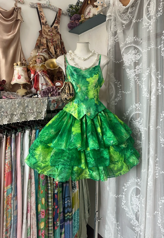 Chic Green Spaghetti Straps Layered A Line Short Graduation Homecoming Dress Cocktail Dress Y9224