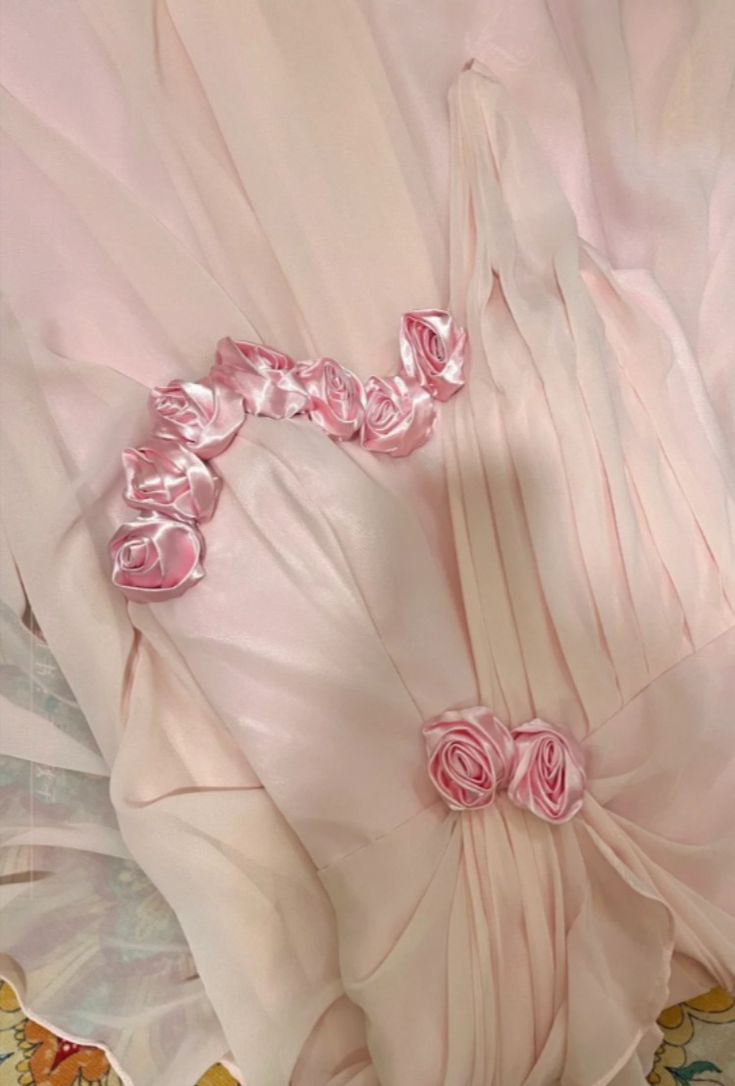 Pretty One Shoulder Pink Chiffon Ruffles Long Party Dress Prom Gown SP1088