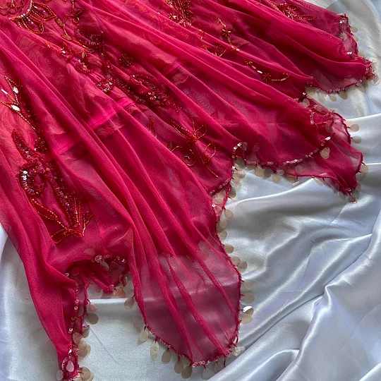 Pretty Red Chiffon Beaded Mermaid Evening Dress Long Prom Dress Y9727