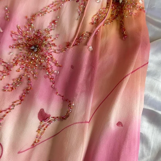 Classy Pink Chiffon Beaded Long Prom Gown Formal Evening Dress Y9742