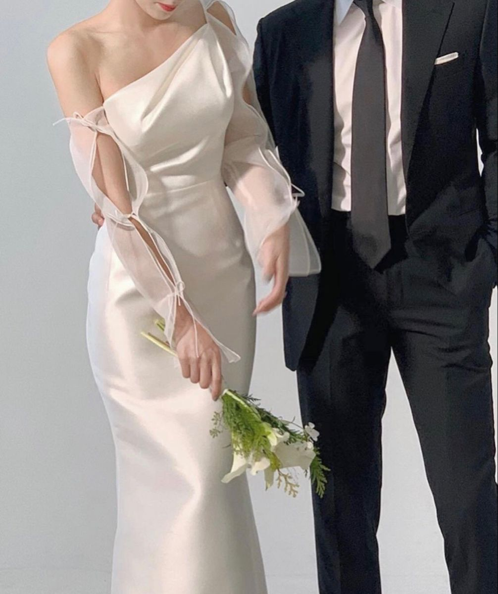 Chic White Mermaid Wedding Dress,White Bridal Dress Y2652