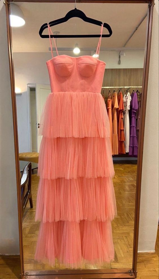New Arrival Tiered Tulle Prom Dress, Long Evening Dress Y4955