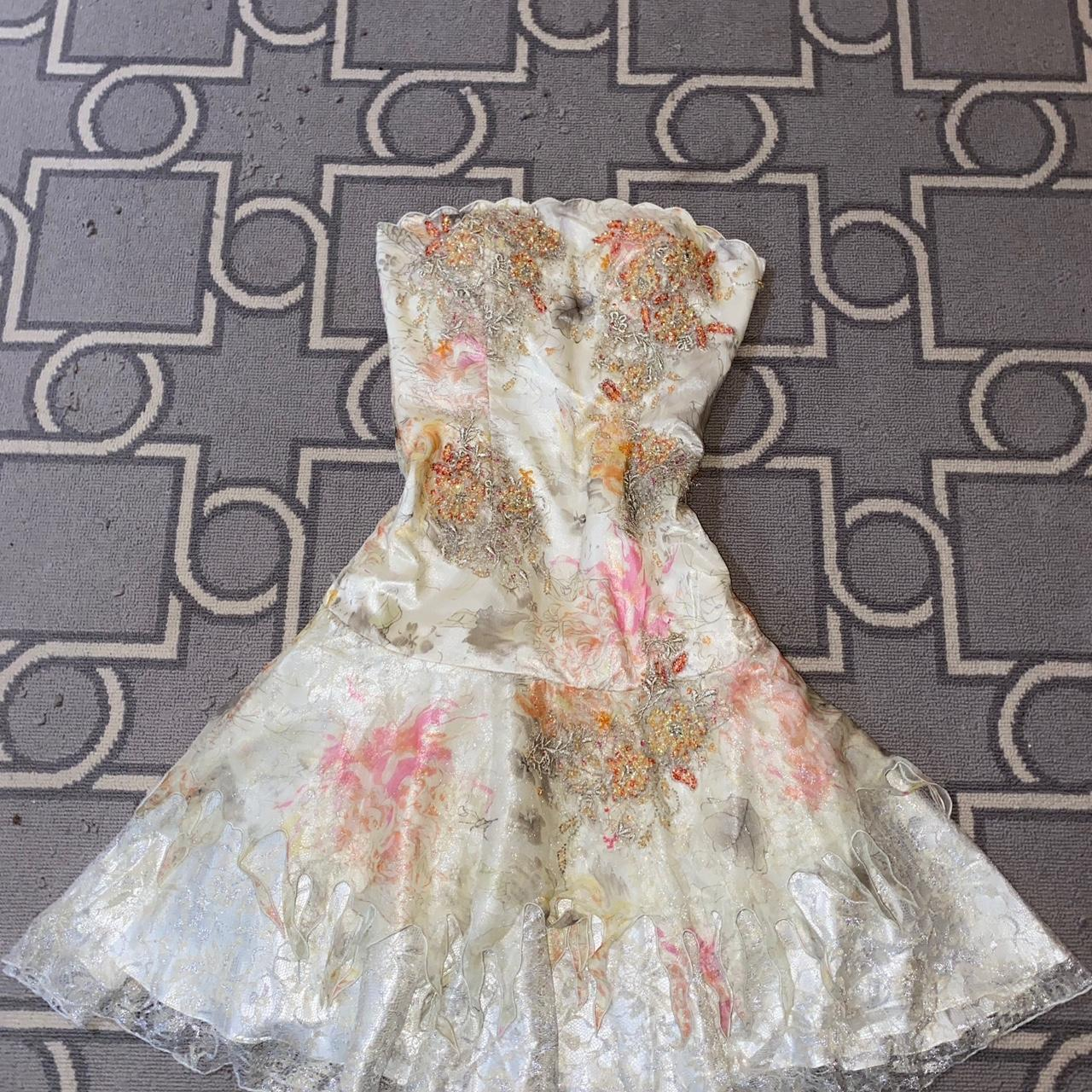 Cute Strapless Apricot Lace A Line Short Homecoming Dress Birthday Outfits Y9716