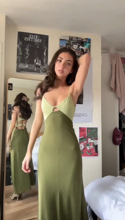 Vintage Sage Green Spaghetti Straps Satin Long Evening Dress Formal Wedding Guest Dress SP342