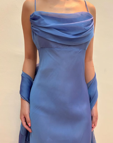 Elegant Blue Chiffon A Line Party Prom Dress Y8144