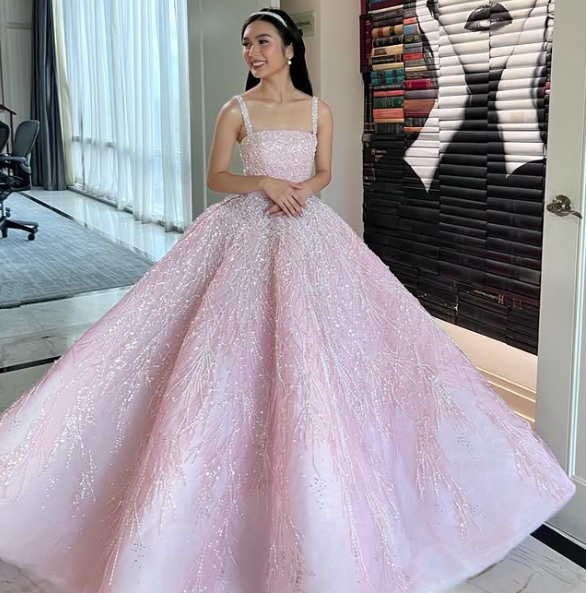 New Arrival Pink Straps Sequin Beaded Long Ball Gown Formal Occasion Gowns Y4918