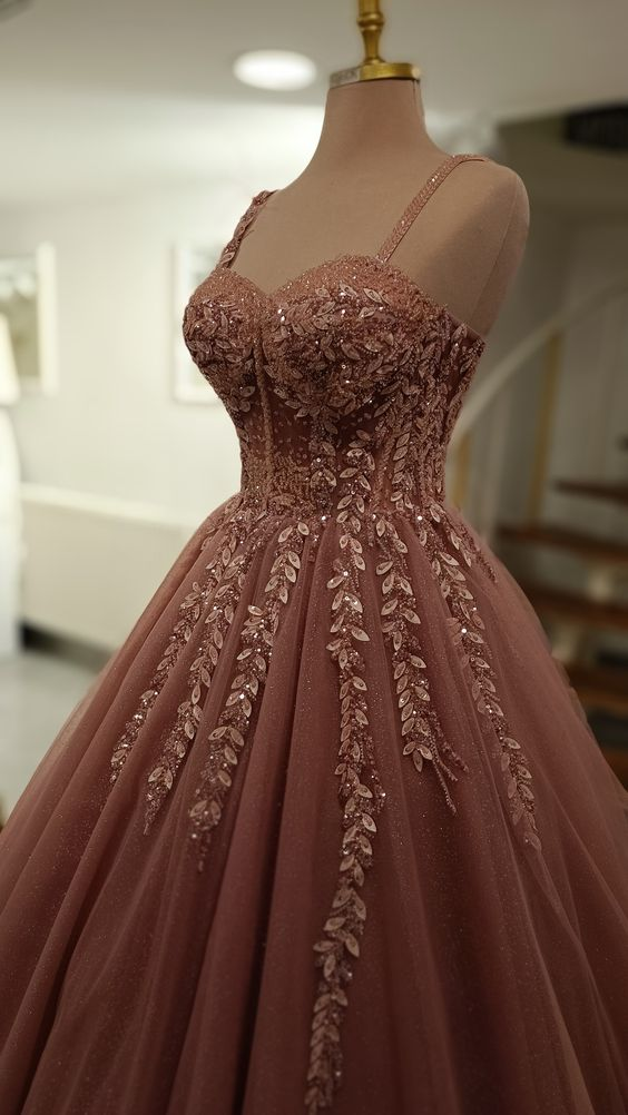 Luxurious A-line Straps Tulle Prom Dress,Trendy Party Gown Y7172